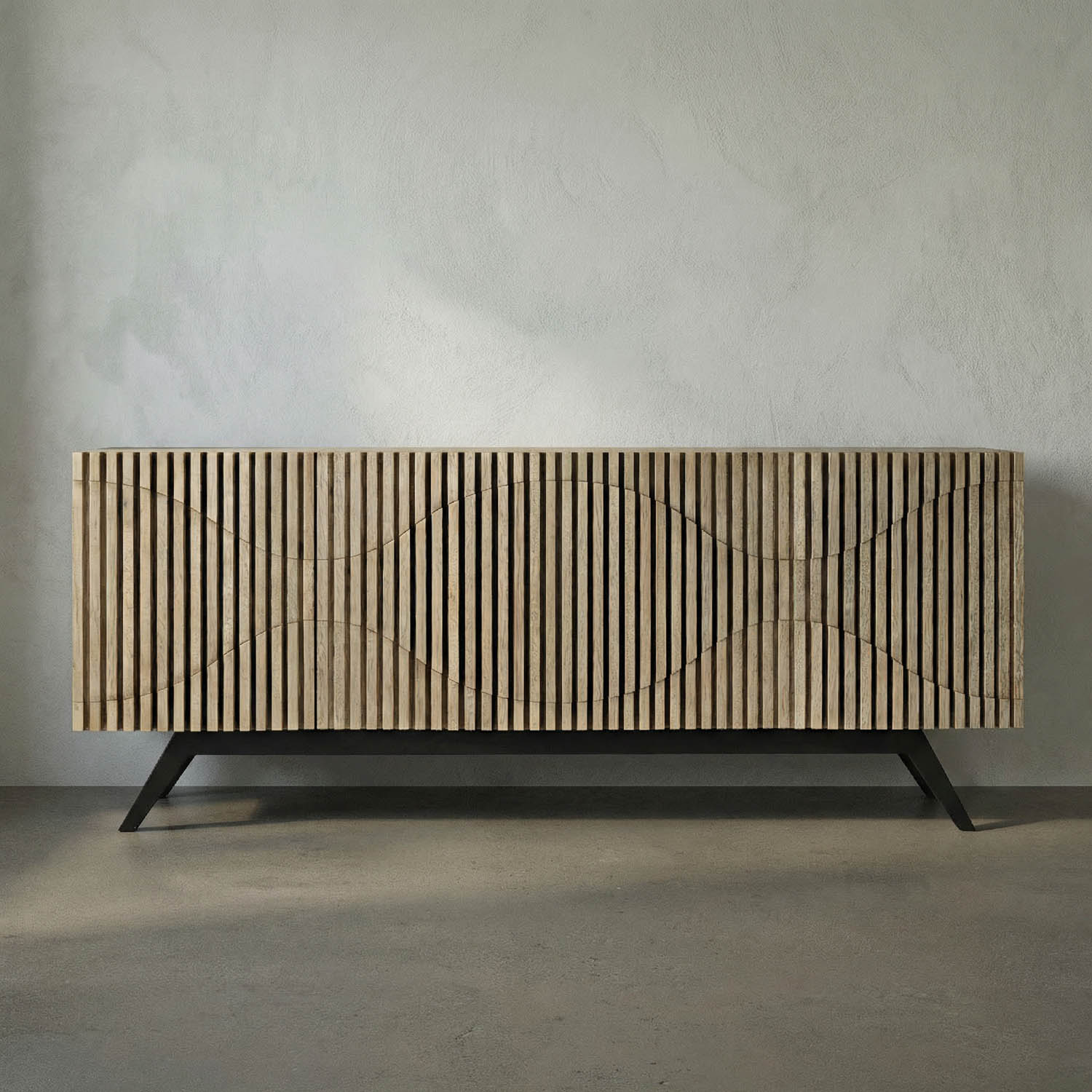 Illusion Sideboard with Iron Base, Bleached Walnut