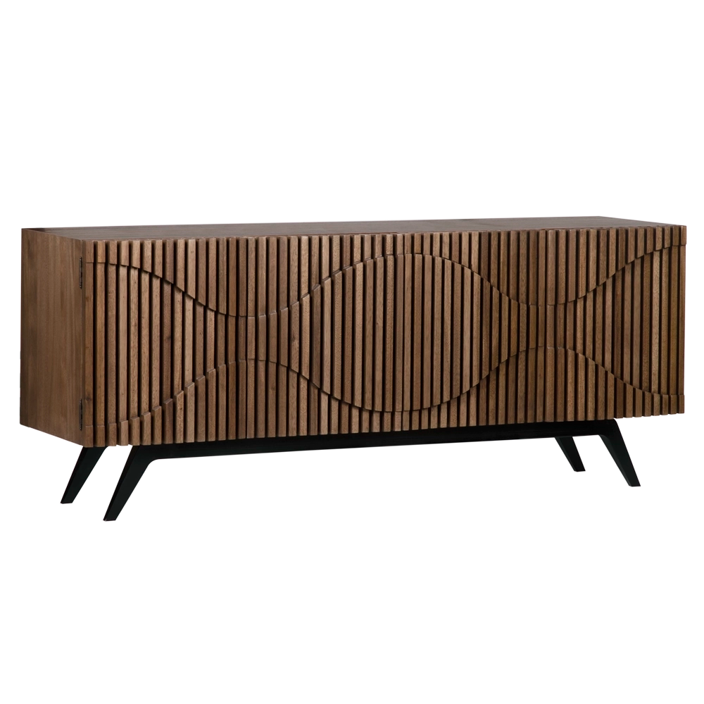 Illusion Sideboard with Iron Base, Dark Walnut in Dark Walnut w/ Matte Black Frame — Noir Furniture