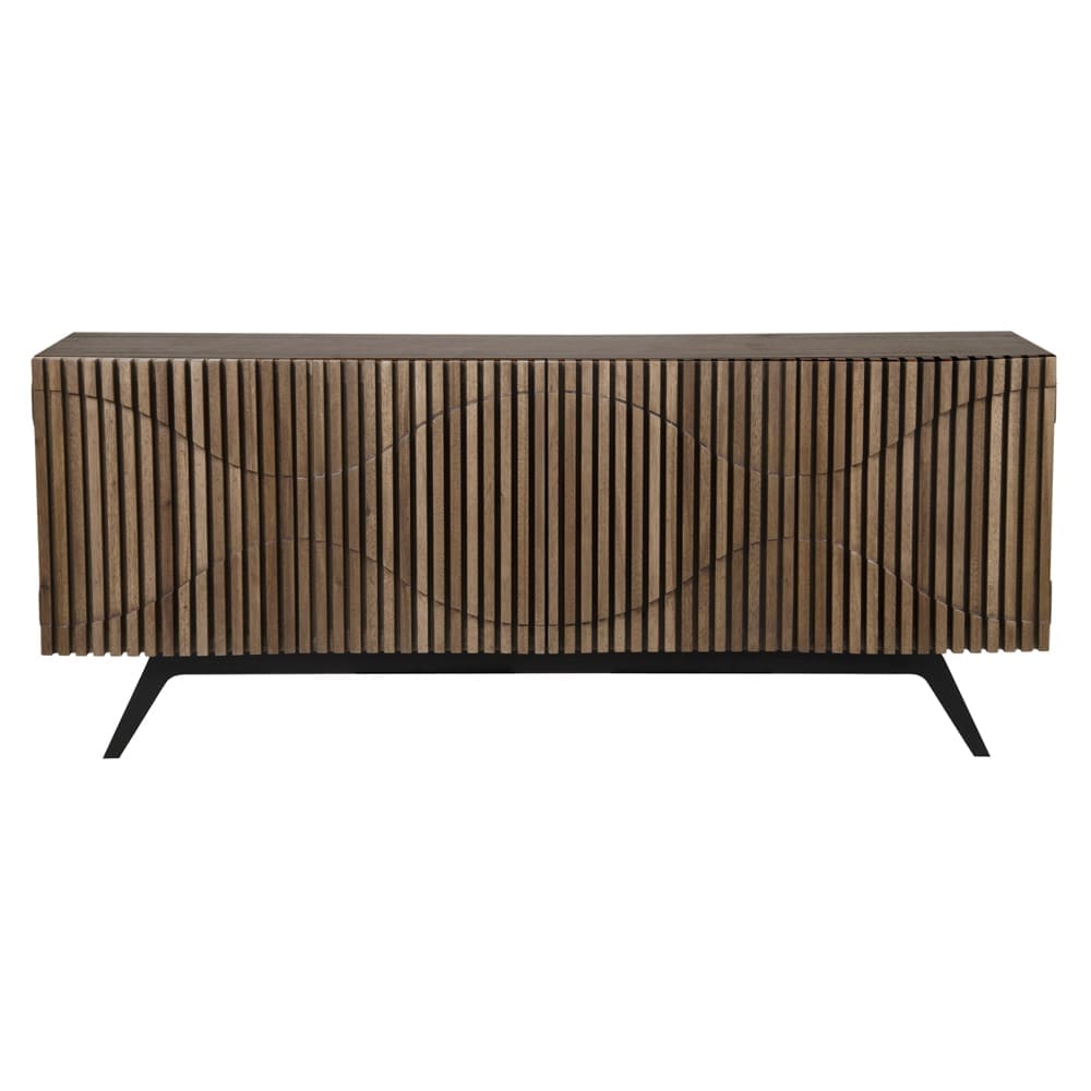 Illusion Sideboard with Iron Base, Dark Walnut in Dark Walnut w/ Matte Black Frame — Noir Furniture