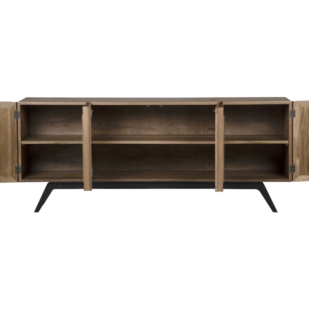 Illusion Sideboard with Iron Base, Dark Walnut in Dark Walnut w/ Matte Black Frame — Noir Furniture