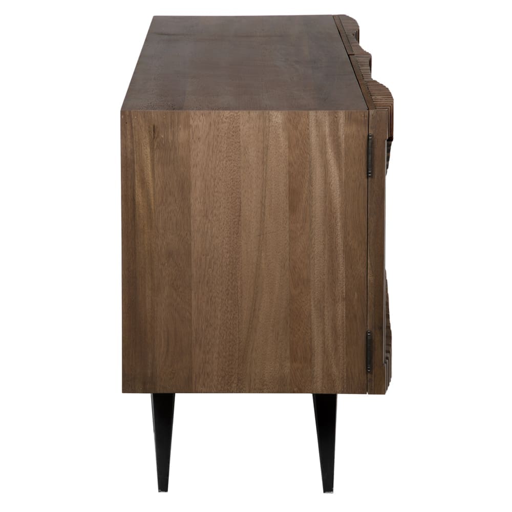 Illusion Sideboard with Iron Base, Dark Walnut in Dark Walnut w/ Matte Black Frame — Noir Furniture