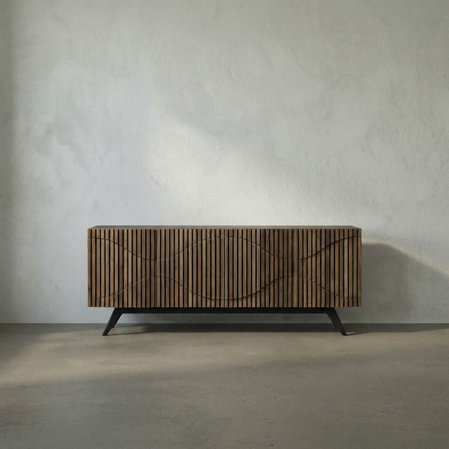 Illusion Sideboard with Iron Base, Dark Walnut