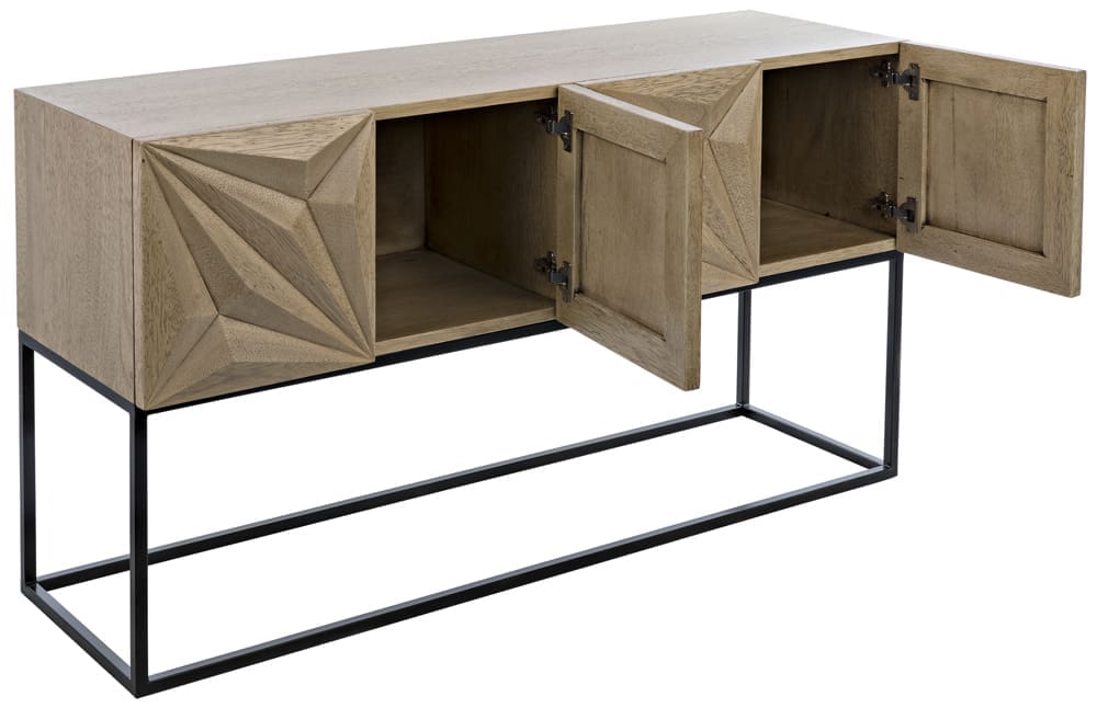 Zurich Console, Bleached Walnut with Iron in Bleached Walnut — Noir Furniture