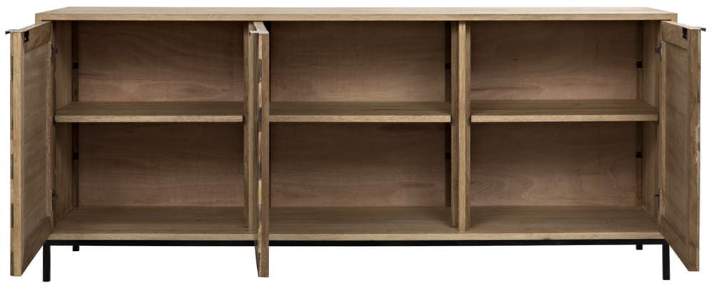 Herringbone Sideboard in Dark Walnut and Washed Walnut w/ Matte Black Base — Noir Furniture