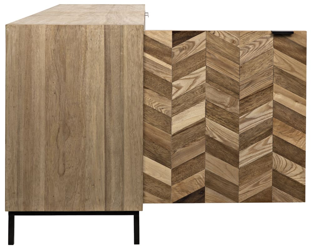 Herringbone Sideboard in Dark Walnut and Washed Walnut w/ Matte Black Base — Noir Furniture