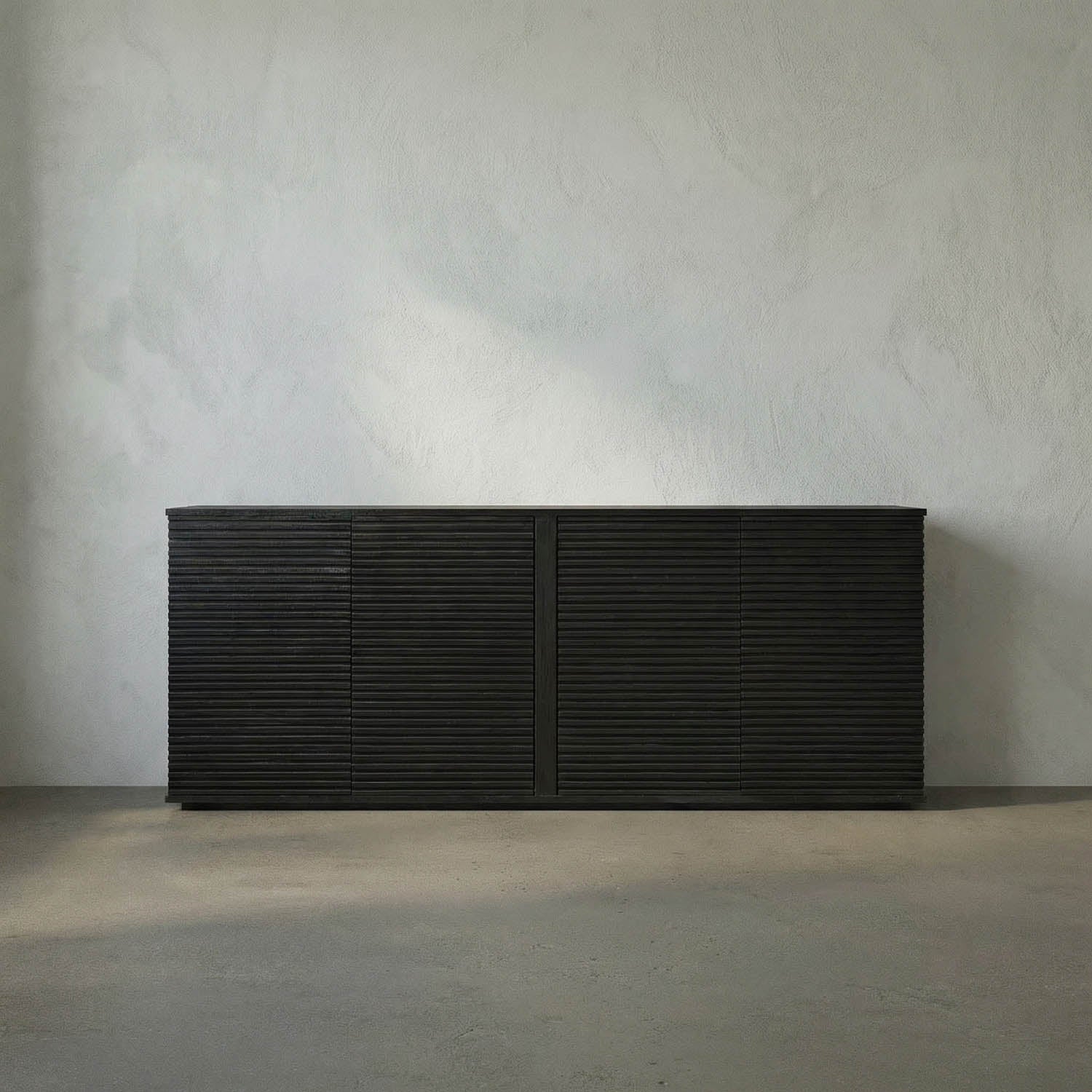 Smith 4 Door Sideboard, Hand Rubbed Black by Noir