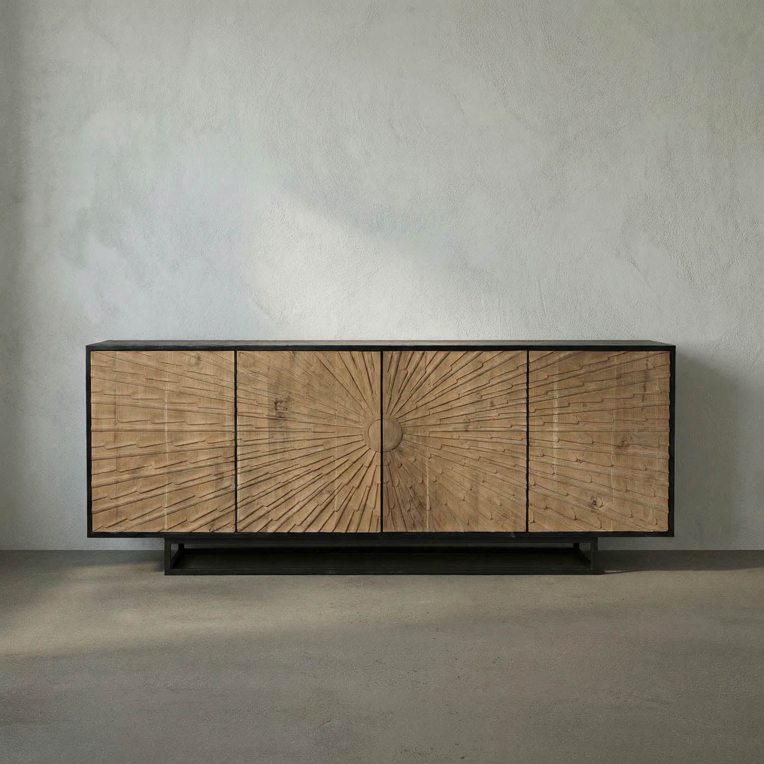 Ra Sideboard, Hand Rubbed Black with Teak by Noir