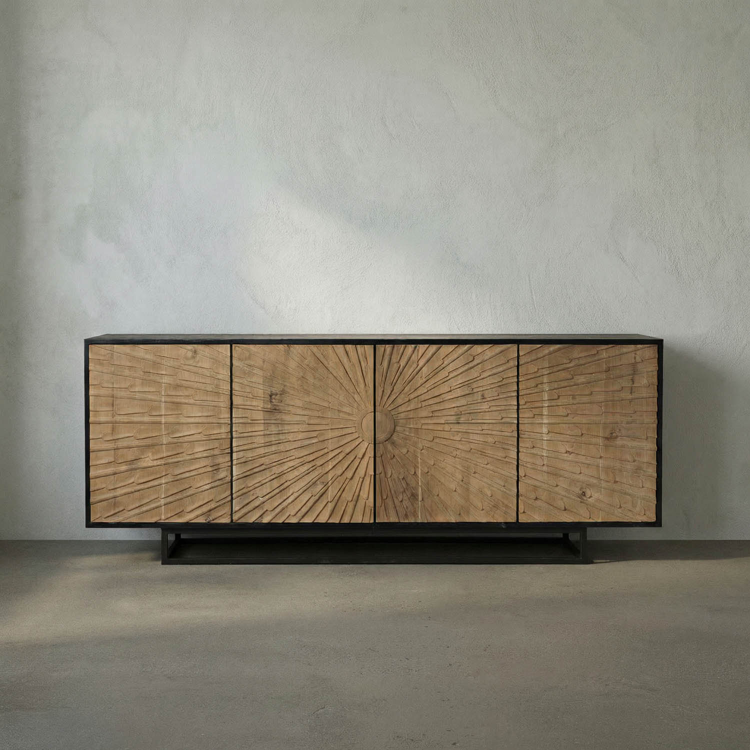 Ra Sideboard, Hand Rubbed Black with Teak