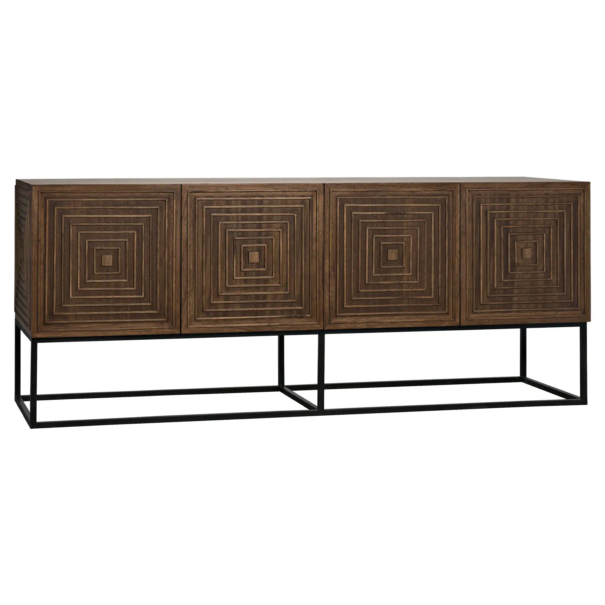 Lanon Sideboard with Iron Base, Dark Walnut in Dark Walnut w/ Matte Black Base — Noir Furniture