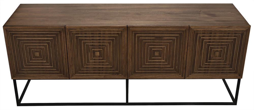 Lanon Sideboard with Iron Base, Dark Walnut in Dark Walnut w/ Matte Black Base — Noir Furniture