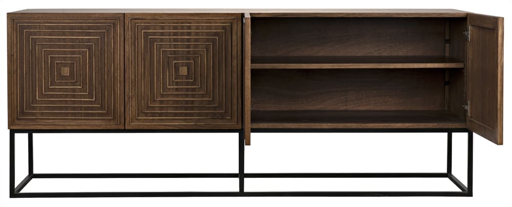 Lanon Sideboard with Iron Base, Dark Walnut in Dark Walnut w/ Matte Black Base — Noir Furniture