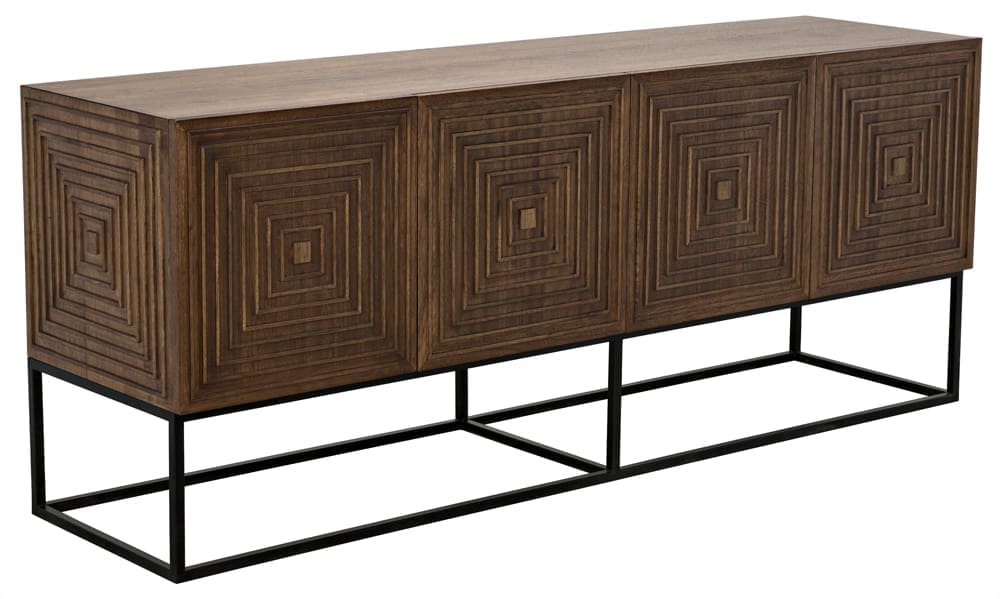 Lanon Sideboard with Iron Base, Dark Walnut in Dark Walnut w/ Matte Black Base — Noir Furniture