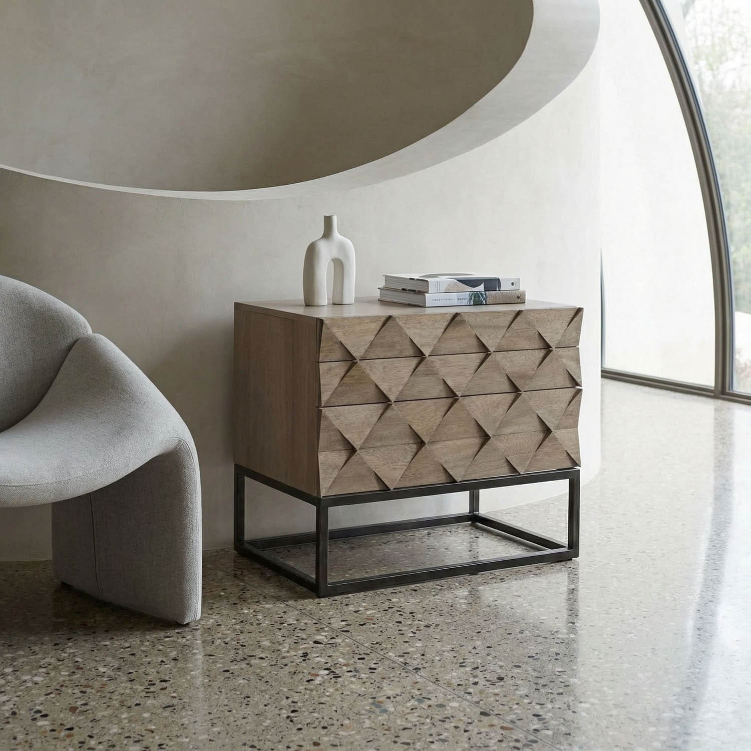 Draco Sideboard with Iron Stand, Washed Walnut