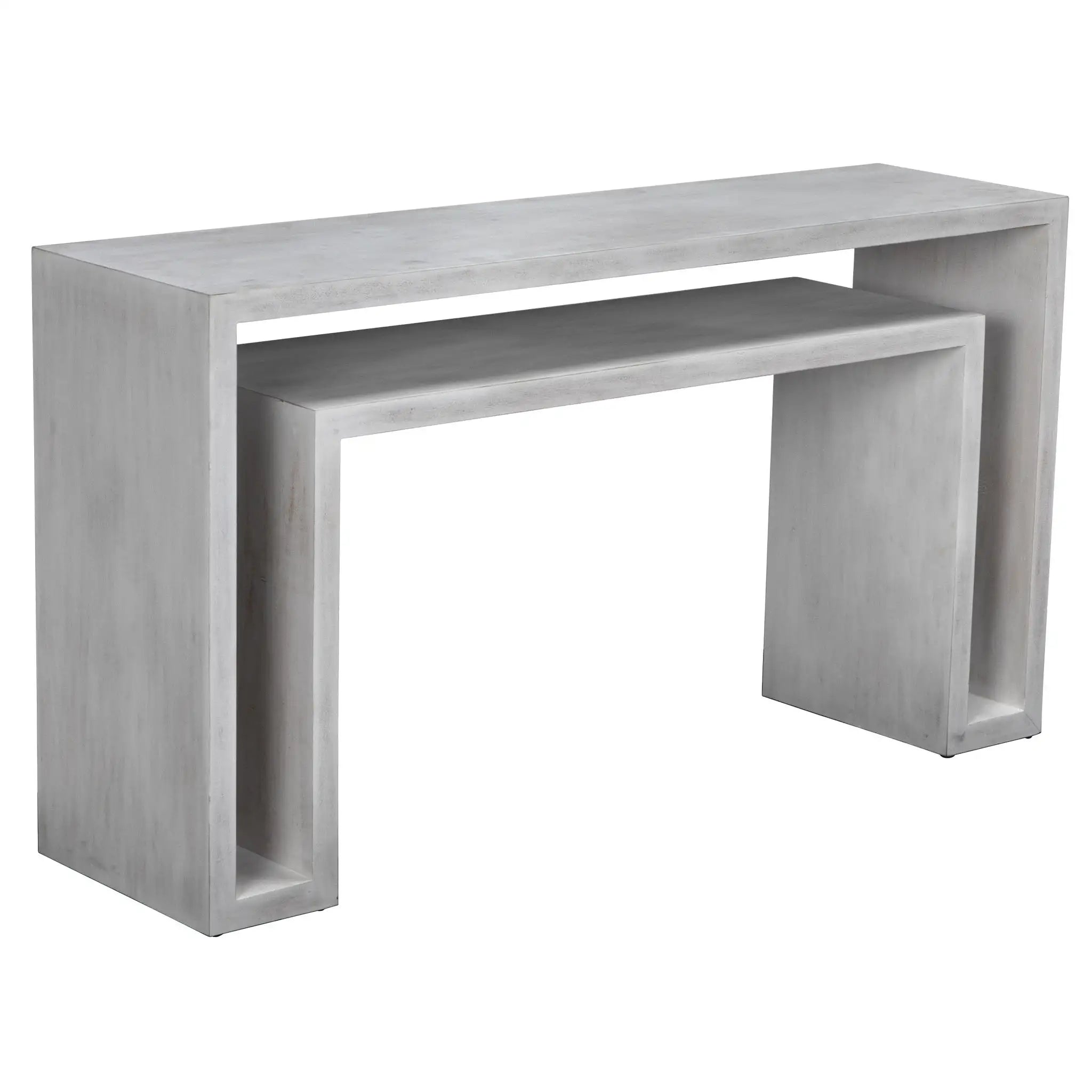 Caine Console, WH in White Wash — Noir Furniture