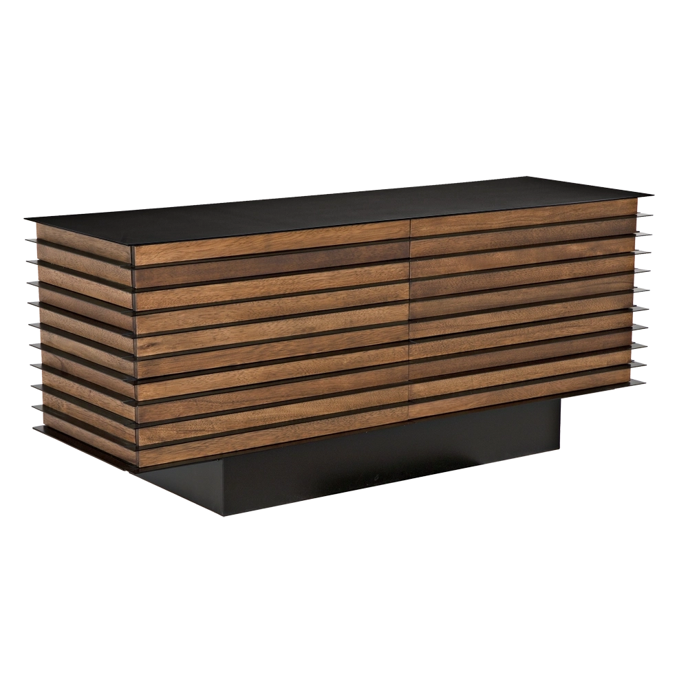 Elevation Sideboard, Dark Walnut and Iron in Dark Walnut with Matte Black — Noir Furniture
