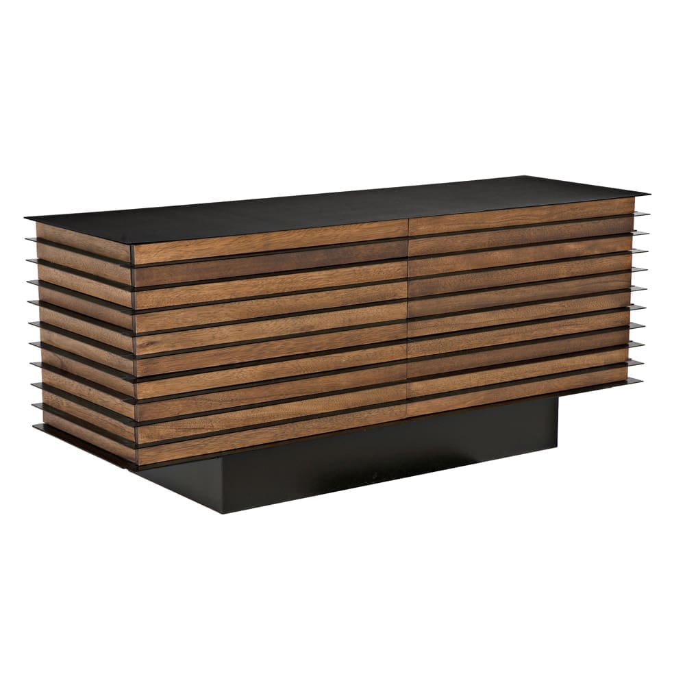 Elevation Sideboard, Dark Walnut and Iron in Dark Walnut with Matte Black — Noir Furniture