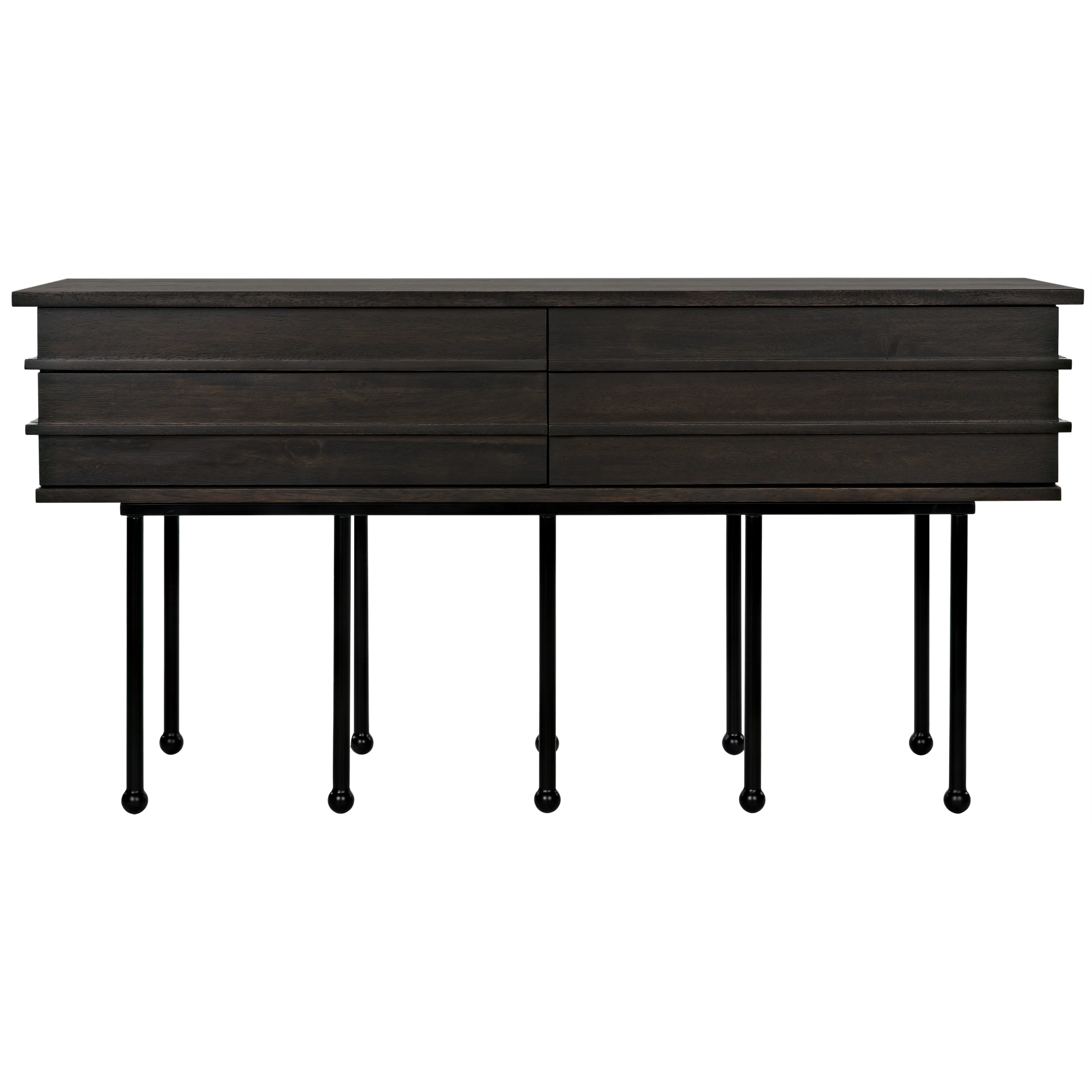 Oliver Console, Washed Walnut in Washed Walnut w/ Matte Black Base — Noir Furniture