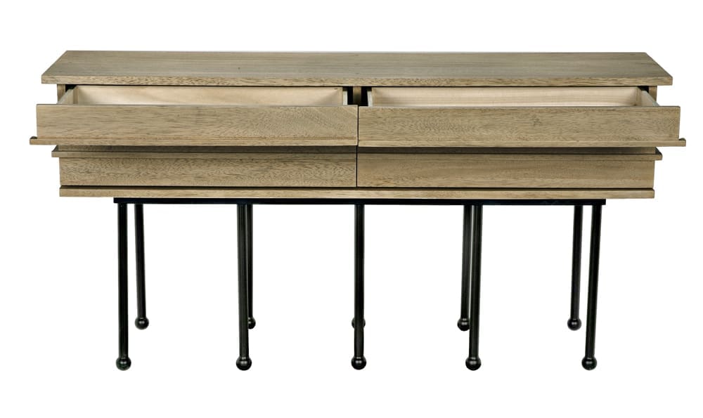 Oliver Console, Washed Walnut in Washed Walnut w/ Matte Black Base — Noir Furniture
