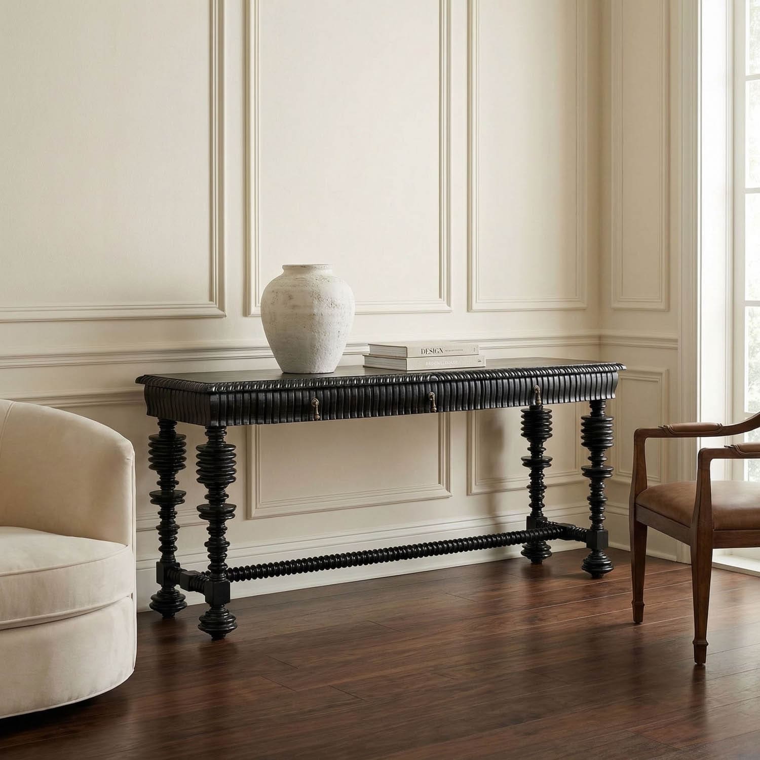 Portuguese Console, Hand Rubbed Black