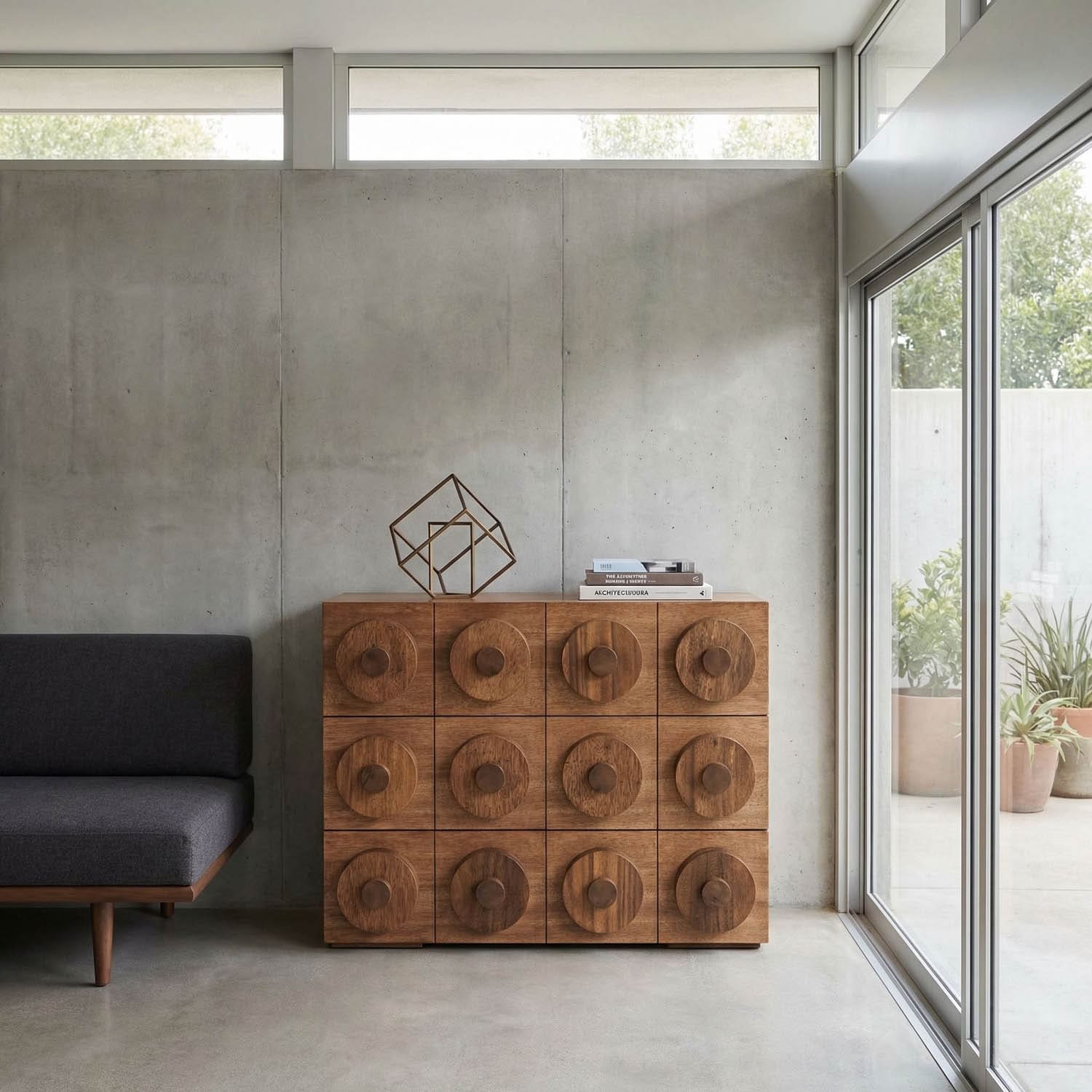 Lego Sideboard with 3 Drawers, Dark Walnut