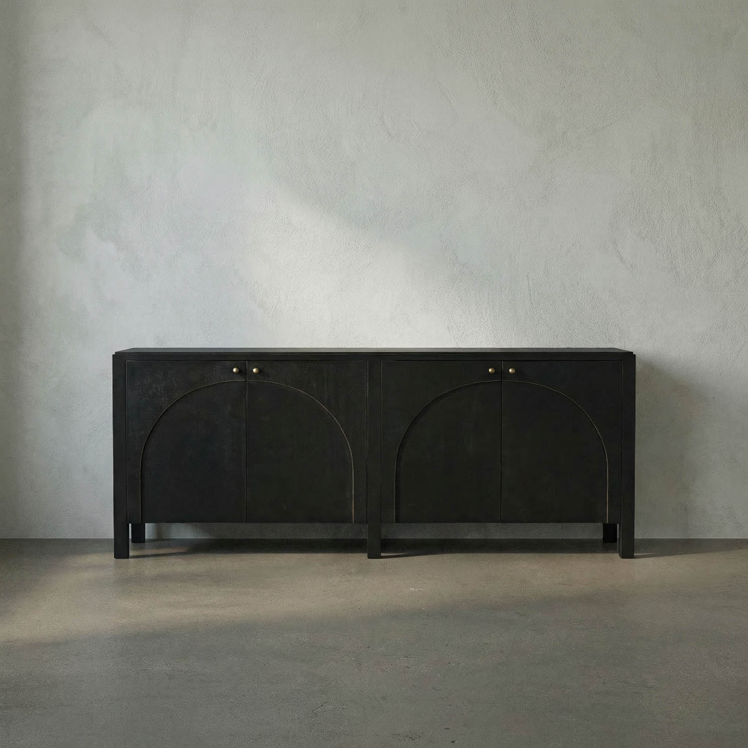 Weston Sideboard, Hand Rubbed Black with Light Brown Trim