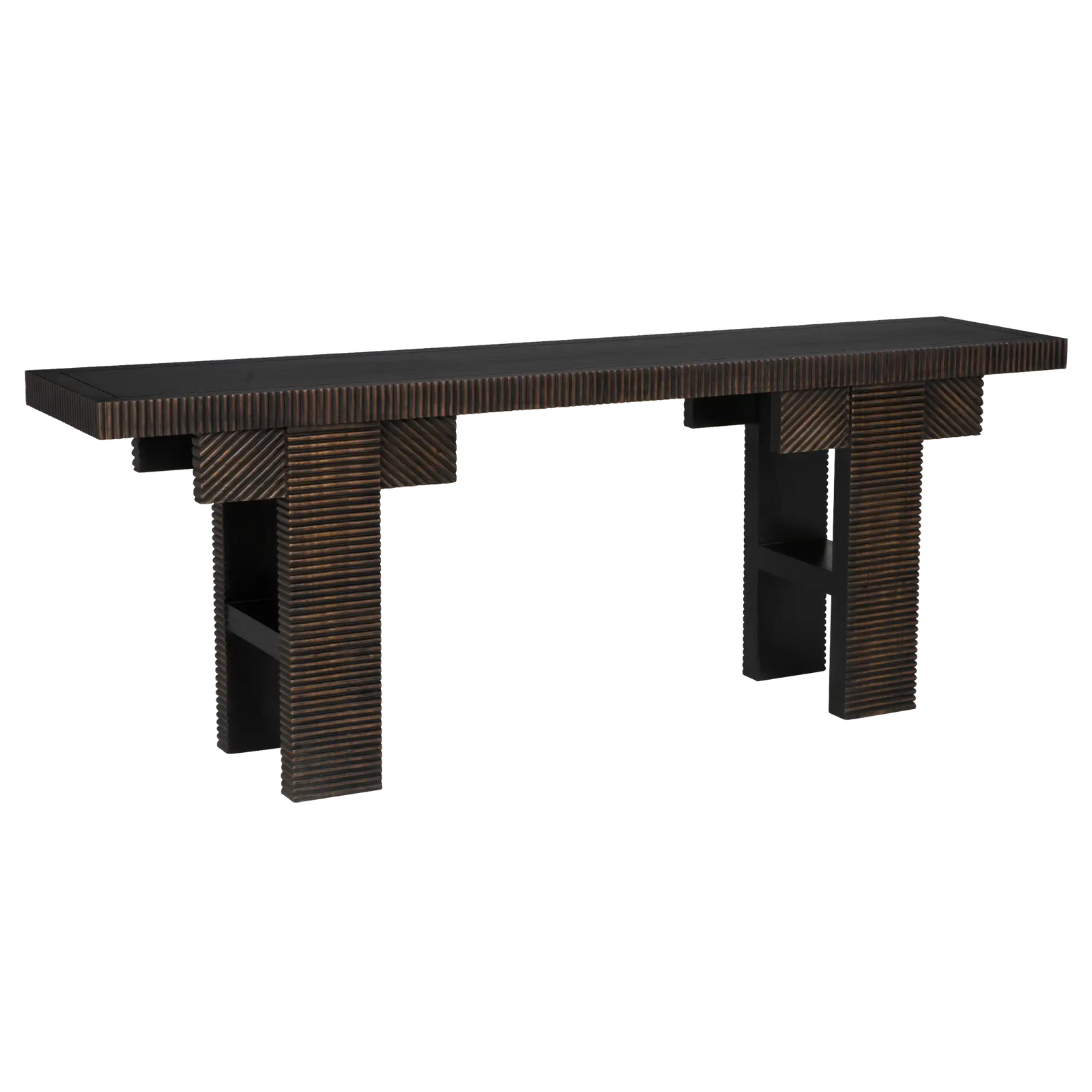 Nabu Console, Hand Rubbed Black with Light Brown Trim by Noir Furniture | Sutter & Vale