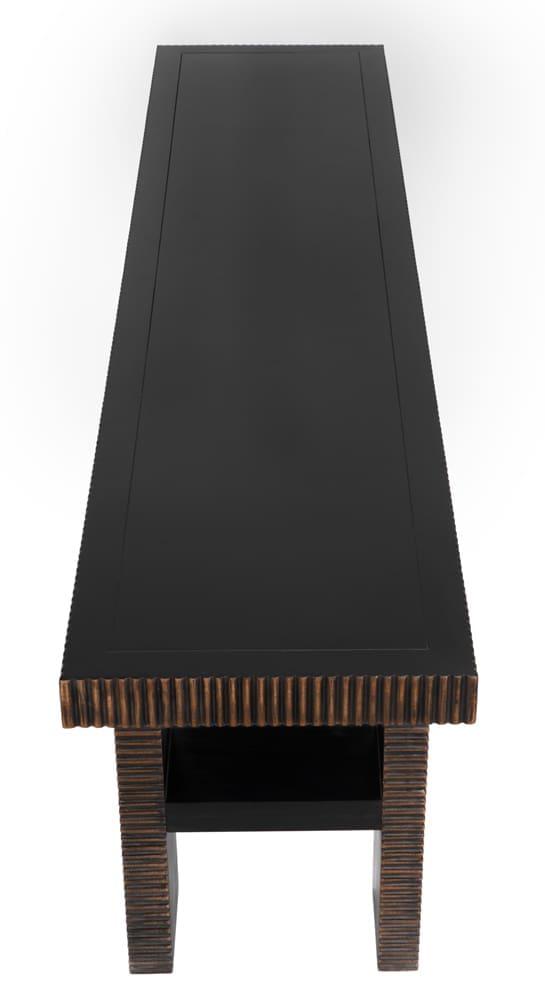 Nabu Console, Hand Rubbed Black with Light Brown Trim by Noir Furniture | Sutter & Vale