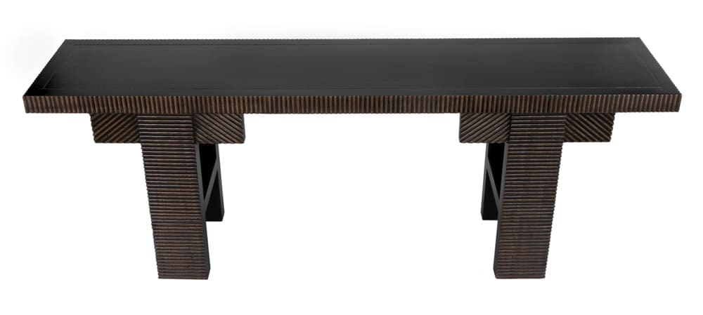Nabu Console, Hand Rubbed Black with Light Brown Trim in Hand Rubbed Black with Light Brown Trim — Noir Furniture