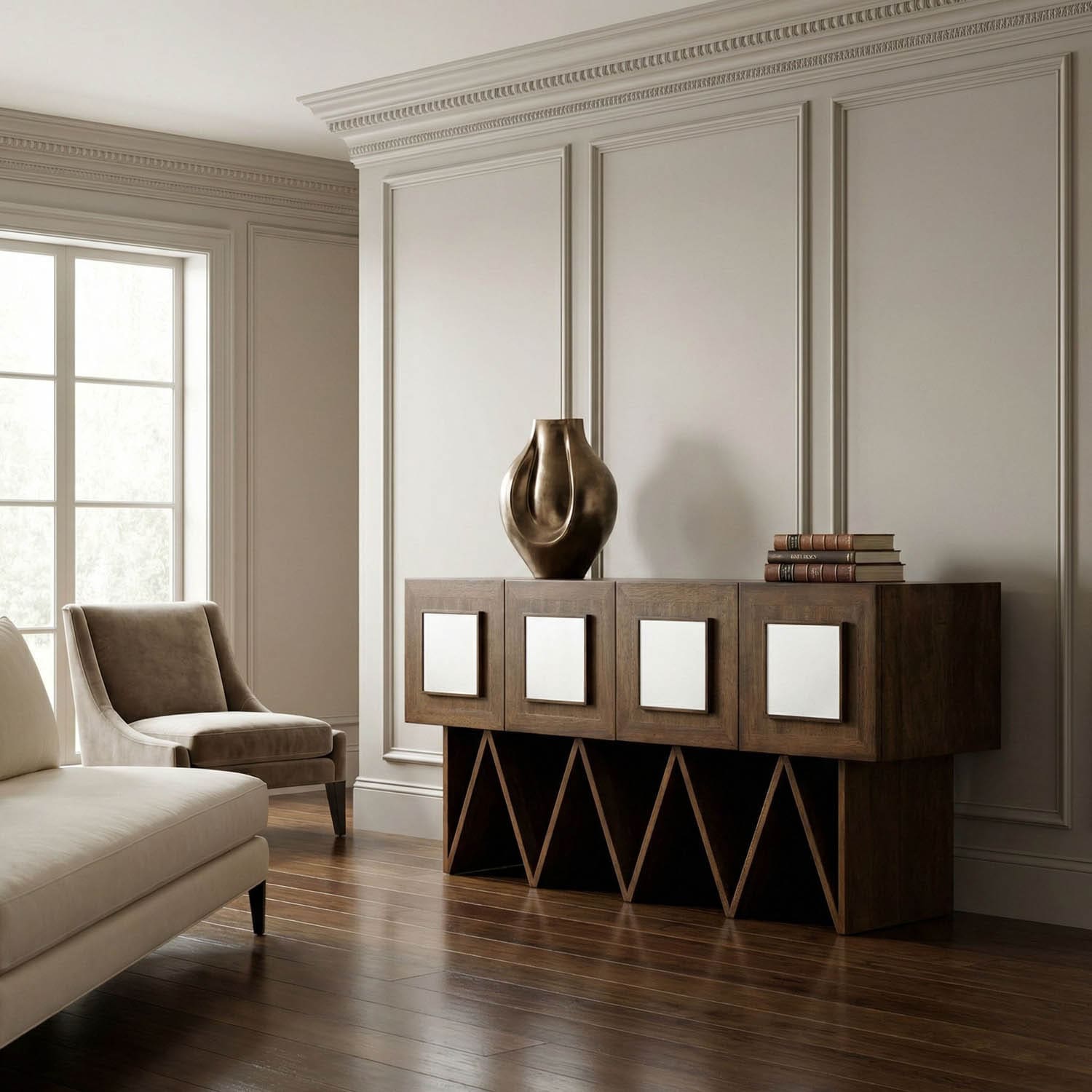Jean-Michel Sideboard, Dark Walnut with Mirror