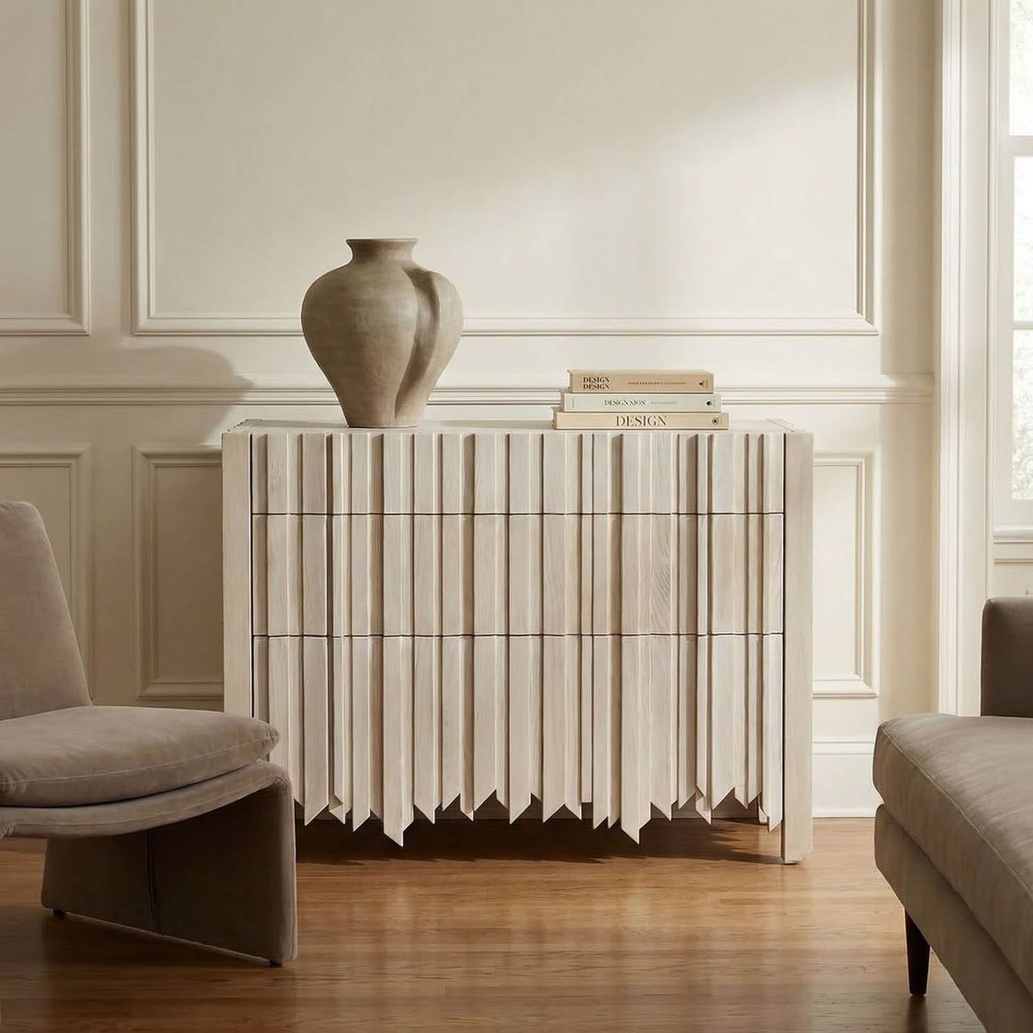 Desdemona 3 Drawer Chest, Bleached Elm