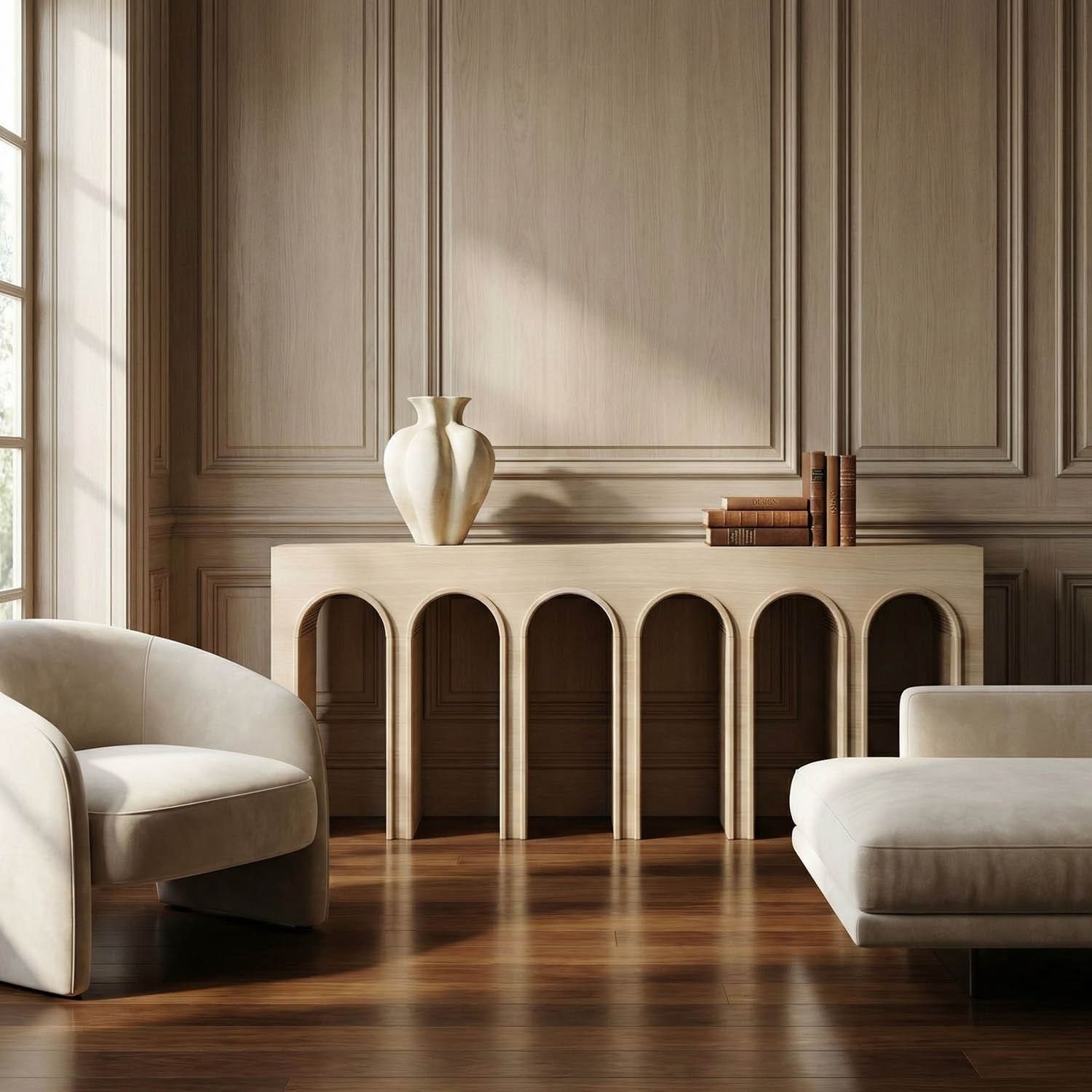ENZO CONSOLE, EXTRA LARGE, WHITE OAK