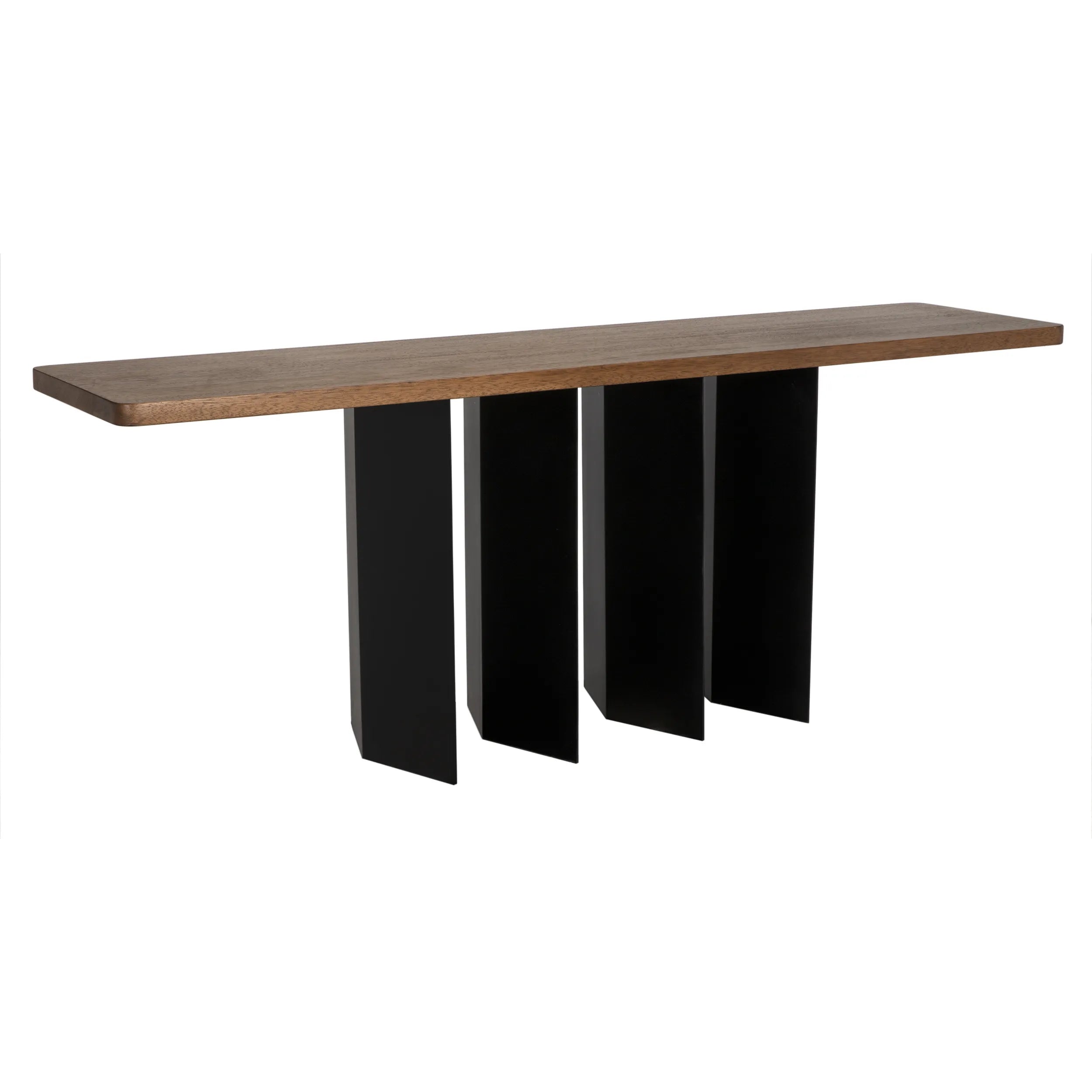 Delta Console with Metal Base in Dark Walnut — Noir Furniture