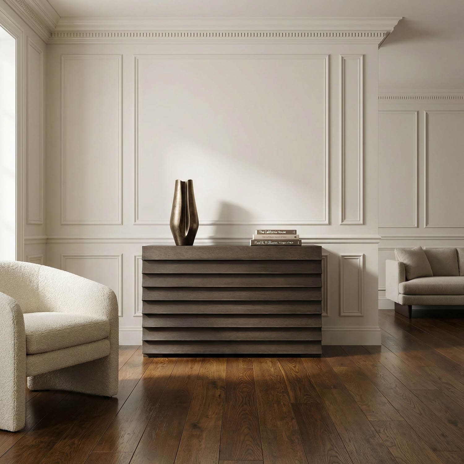 Frederico Console, Greige Walnut