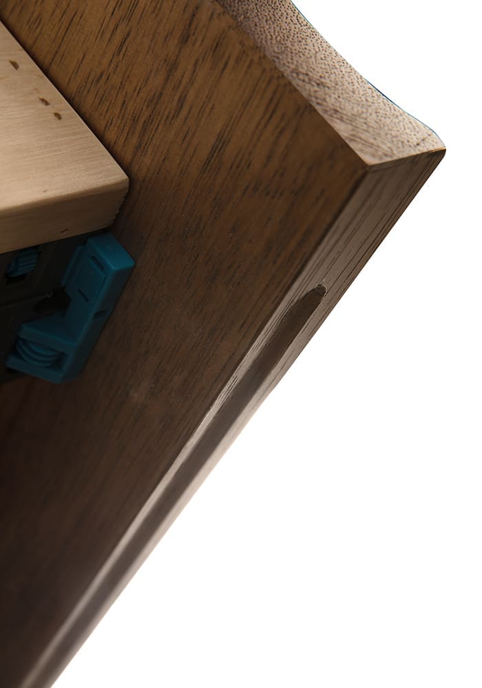 Wolf Console With White Marble Top, Dark Walnut