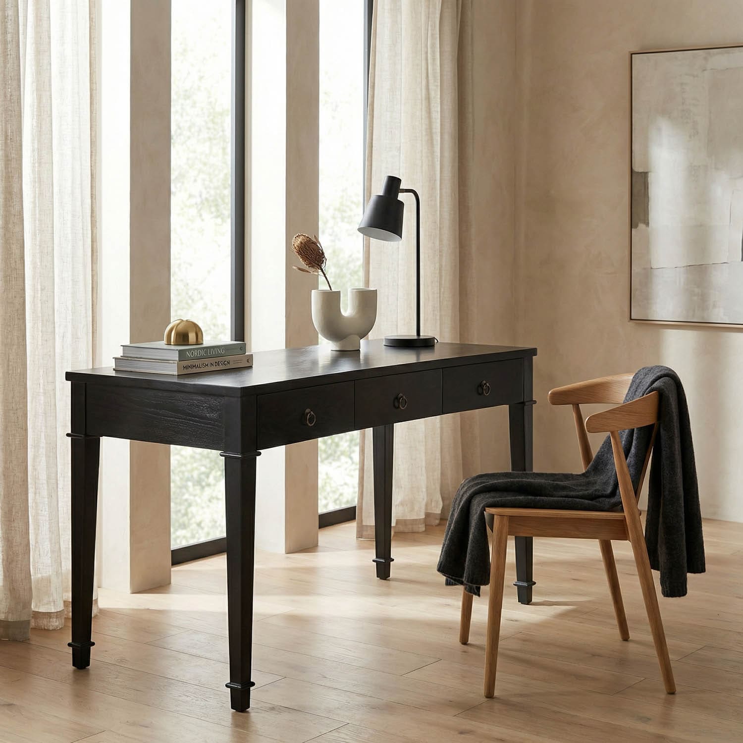Curba Desk, Hand Rubbed Black