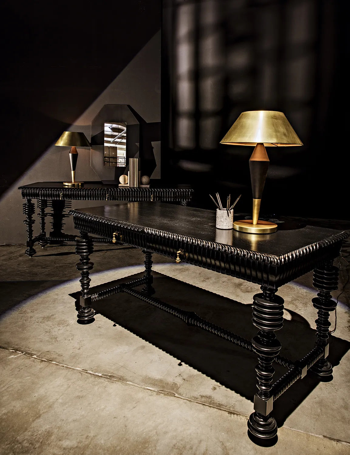 Portuguese Desk, Small, Hand Rubbed Black