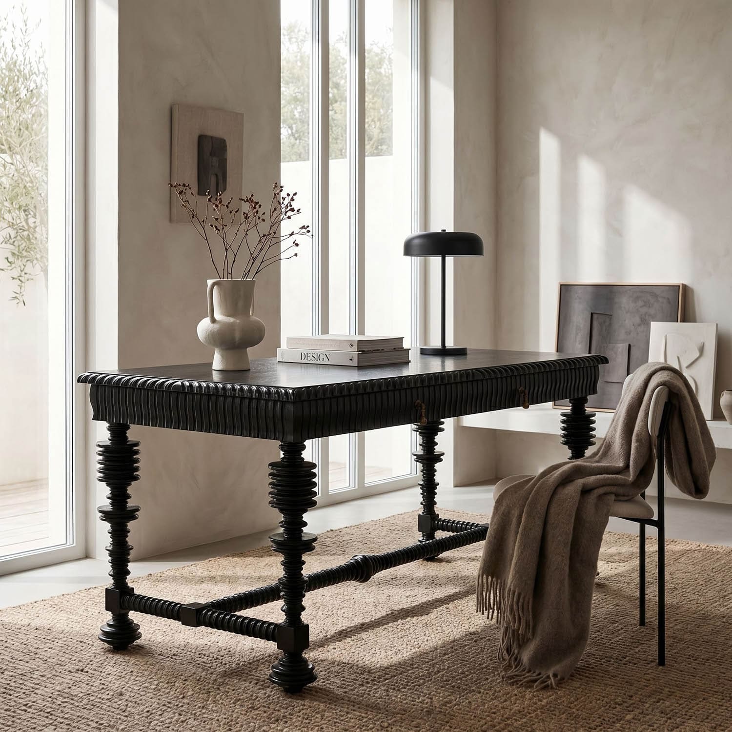 Portuguese Desk, Small, Hand Rubbed Black