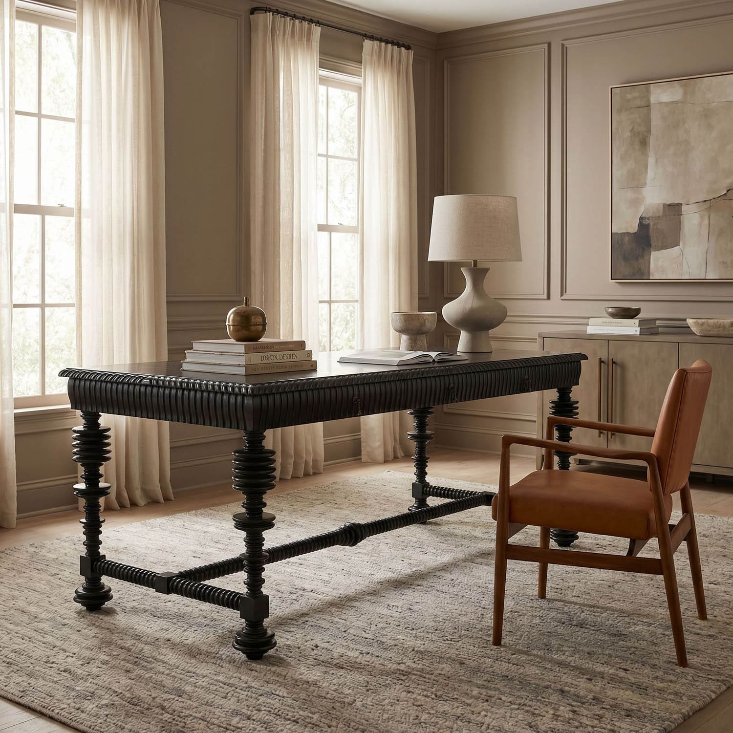 Portuguese Desk, Hand Rubbed Black