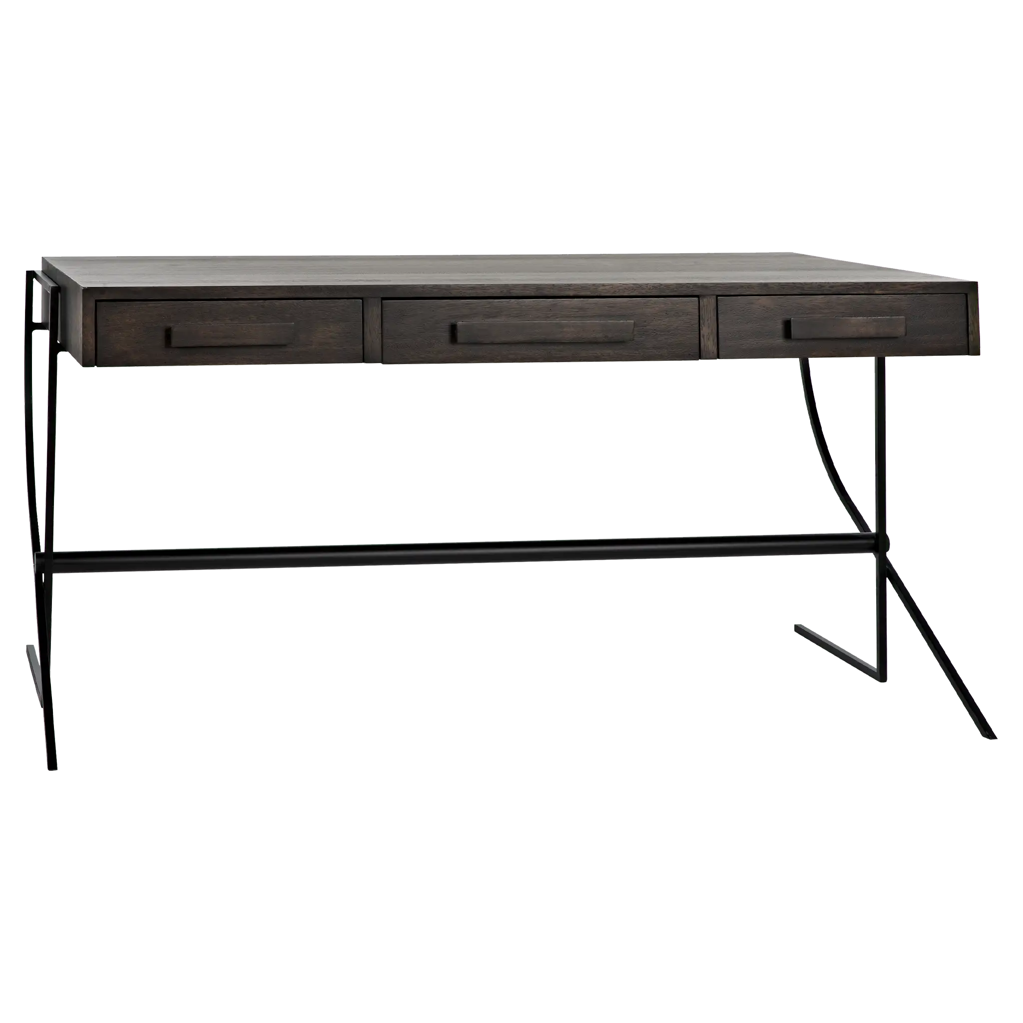 Frank Desk, Ebony Walnut with Iron in Ebony Walnut w/ Matte Black Base — Noir Furniture