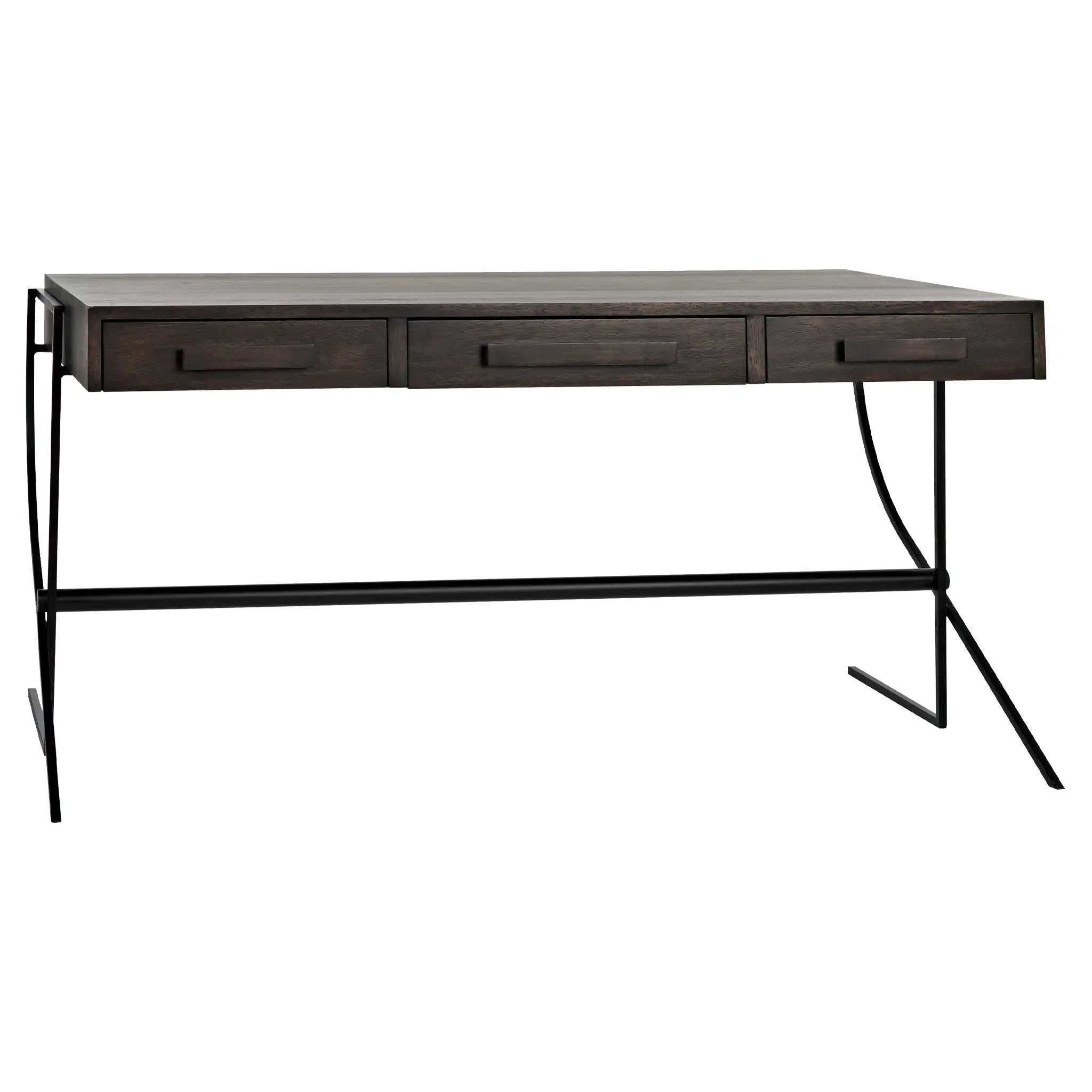 Frank Desk, Ebony Walnut with Iron in Ebony Walnut w/ Matte Black Base — Noir Furniture