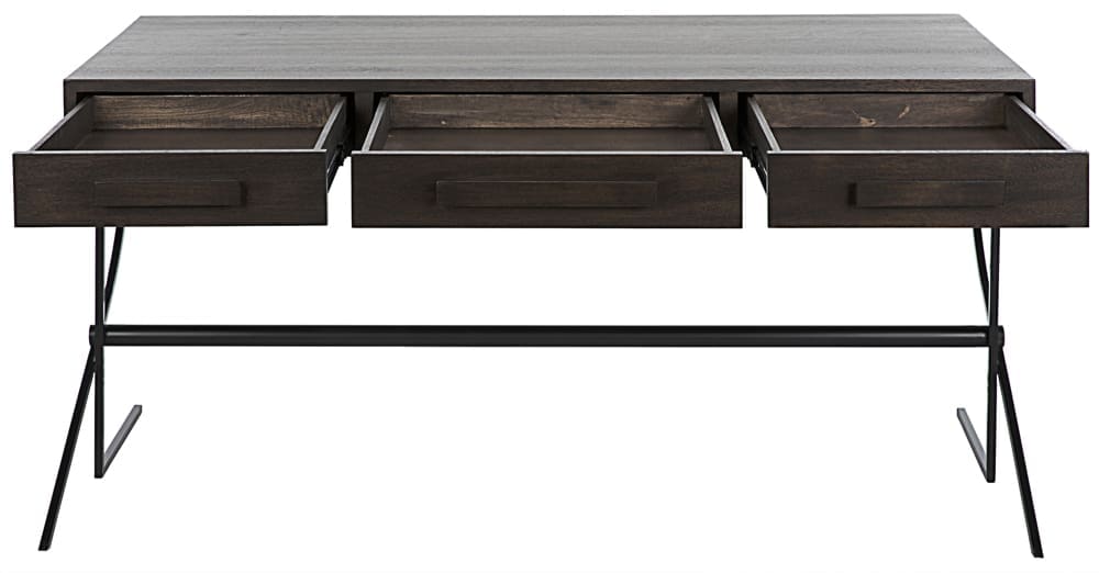 Frank Desk, Ebony Walnut with Iron in Ebony Walnut w/ Matte Black Base — Noir Furniture