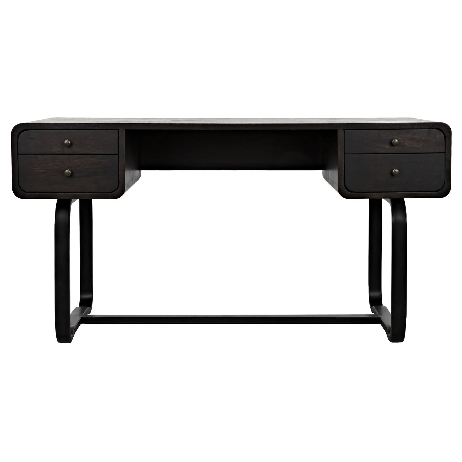 Voltes Desk, Ebony Walnut with Black Iron