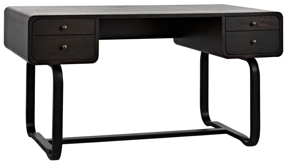 Voltes Desk, Ebony Walnut with Black Iron