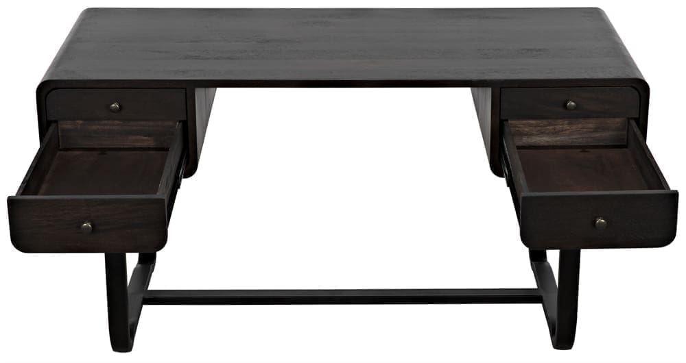 Voltes Desk, Ebony Walnut with Black Iron