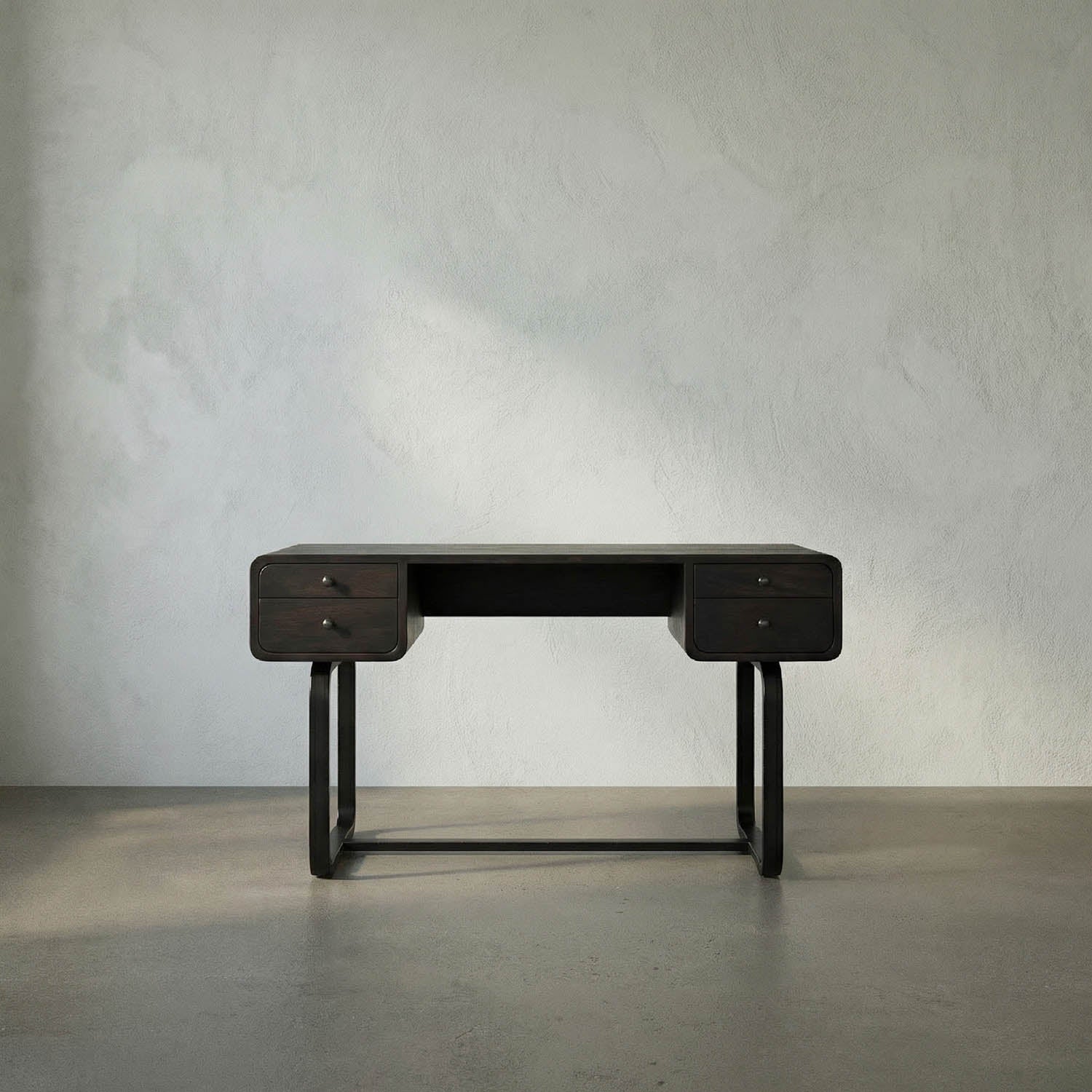 Voltes Desk, Ebony Walnut with Black Iron by Noir