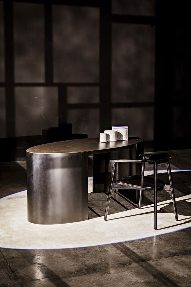 Marigold Desk, Ebony Walnut with Black Iron
