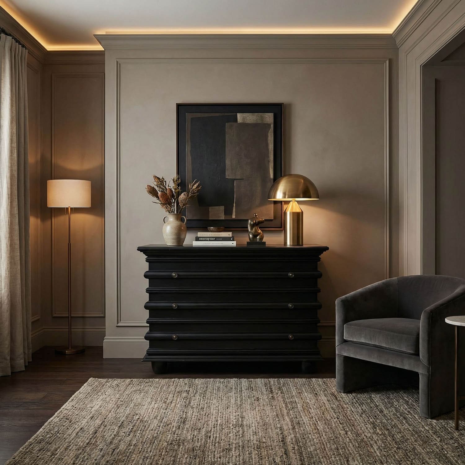 Ascona Small Chest, Hand Rubbed Black