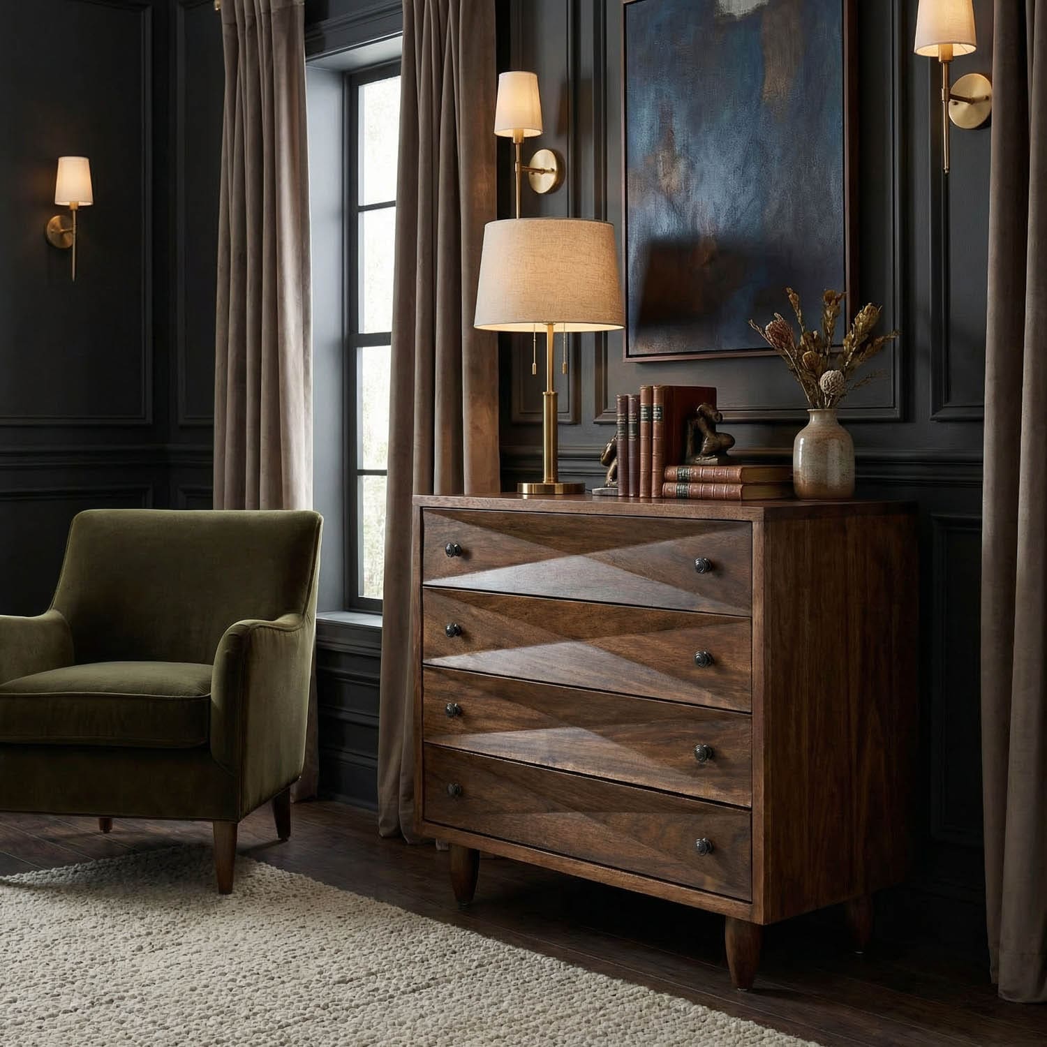 Diamond Chest, Dark Walnut