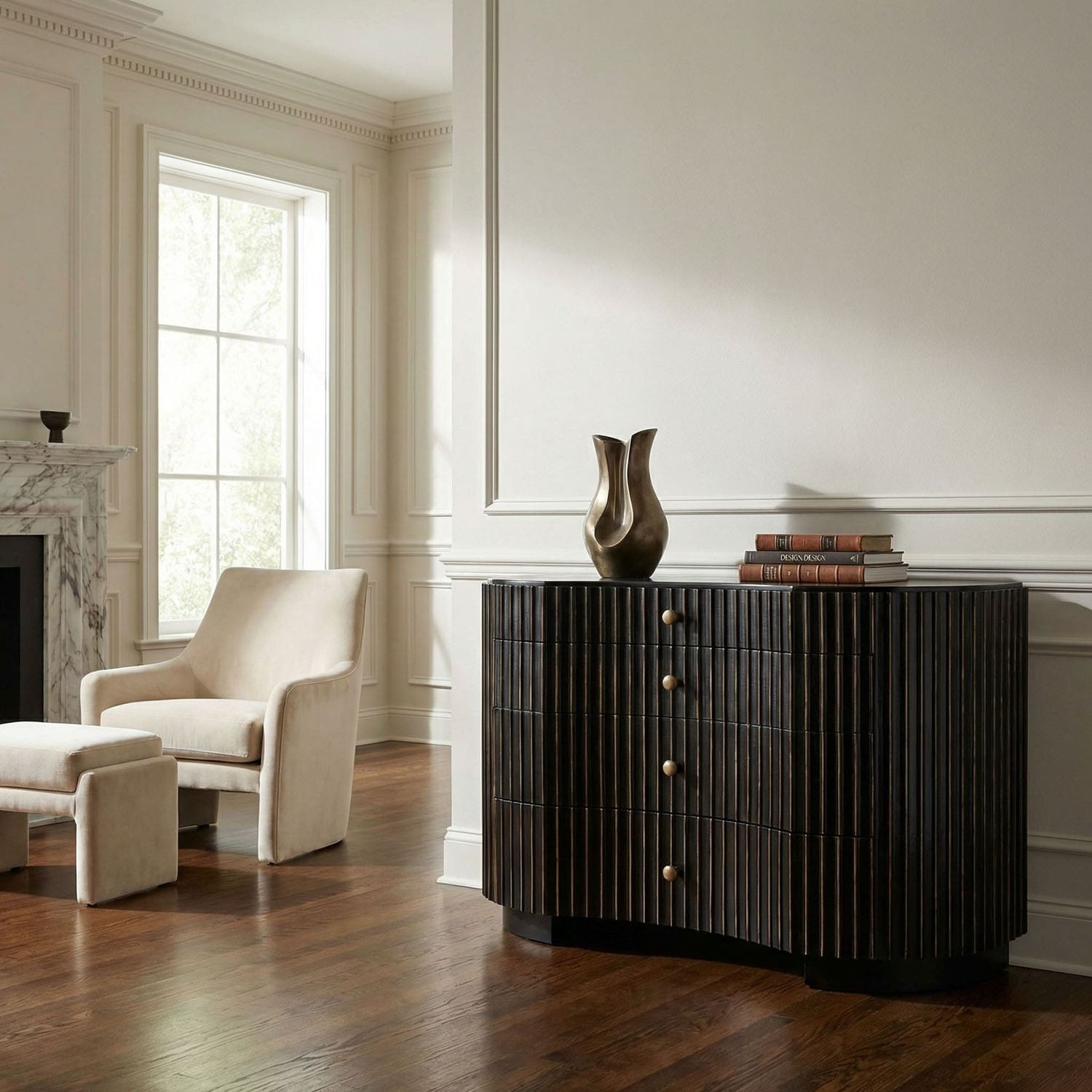 Irene Dresser, Hand Rubbed Black with Light Brown Trim