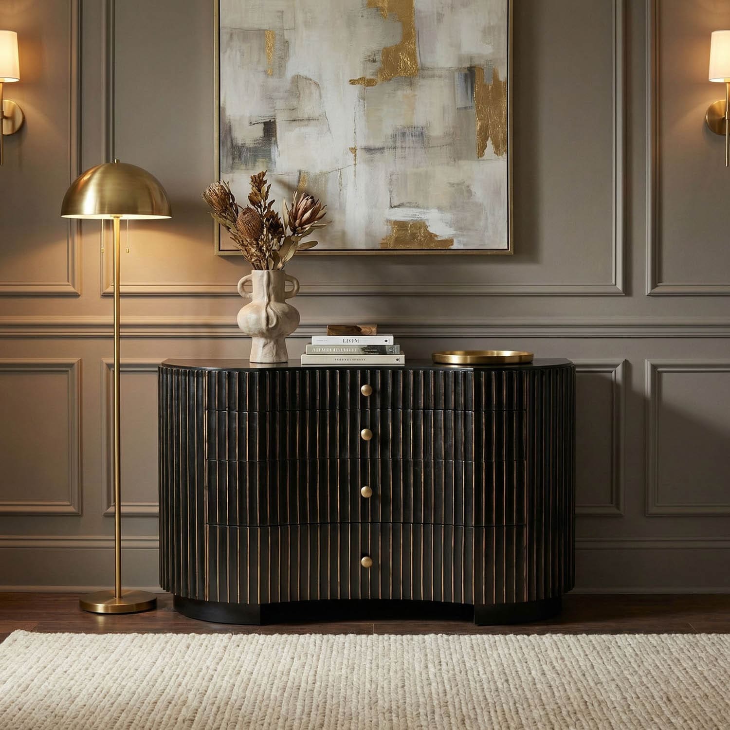 Irene Dresser, Hand Rubbed Black with Light Brown Trim